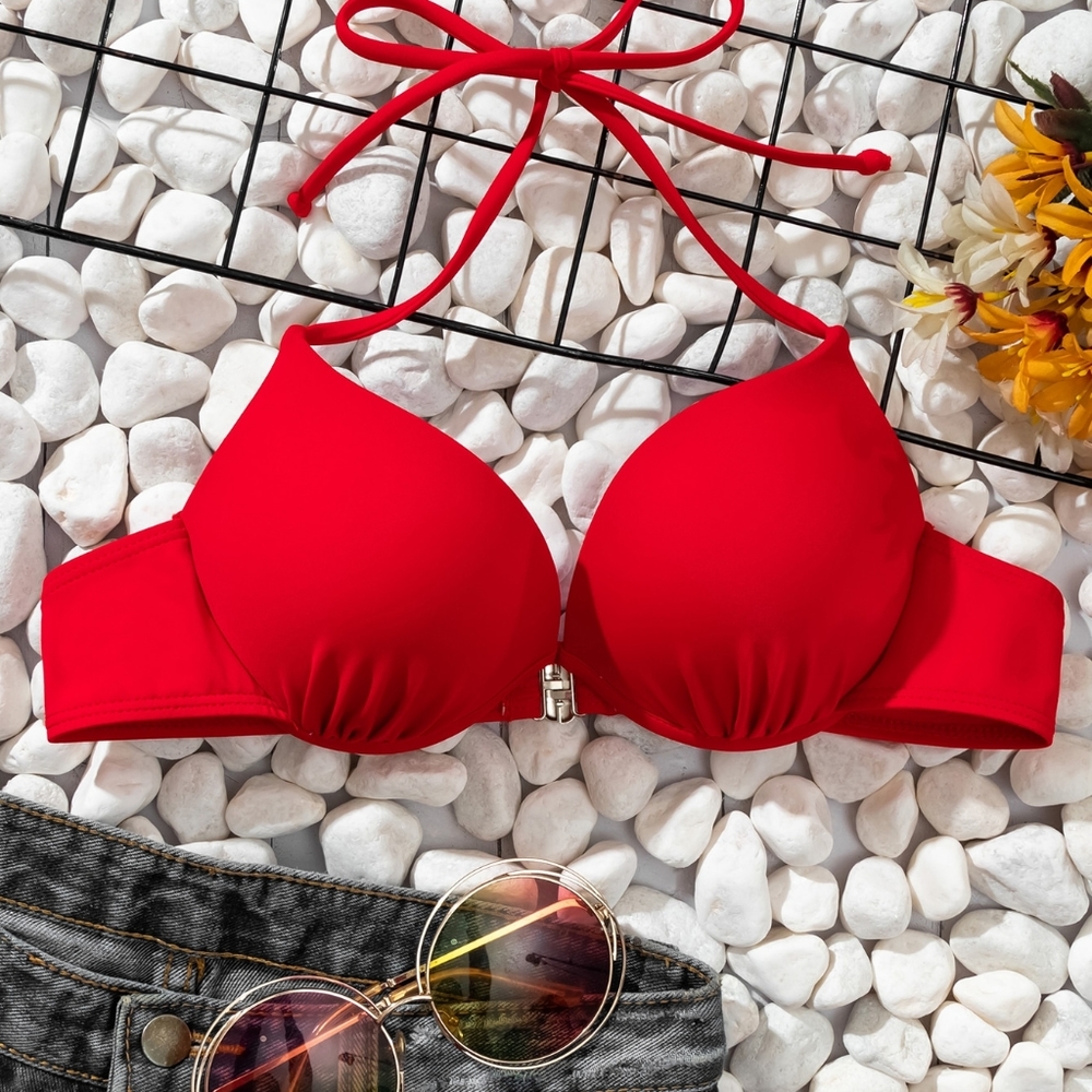Medium red push up bikini top